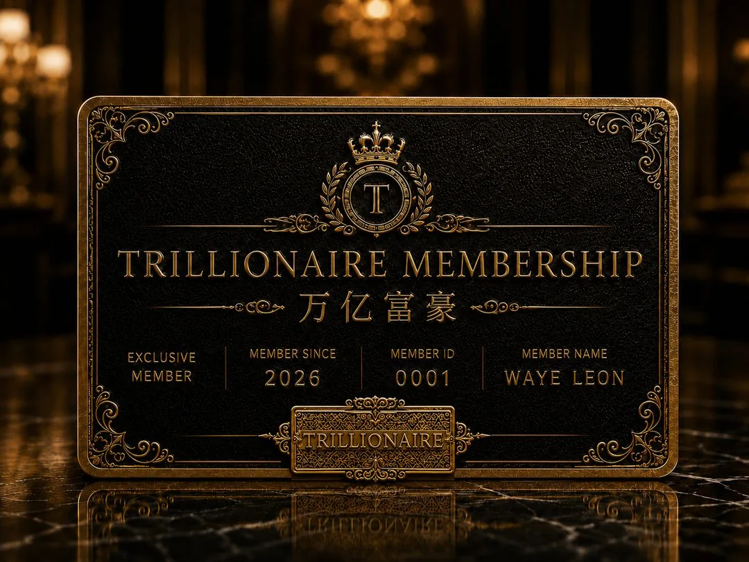 Trillionaire Membership card, front